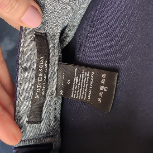 Scotch & Soda Navy Blue Sailor Cap Hat With Black Rope Detail And Black Brim - Picture 6 of 6